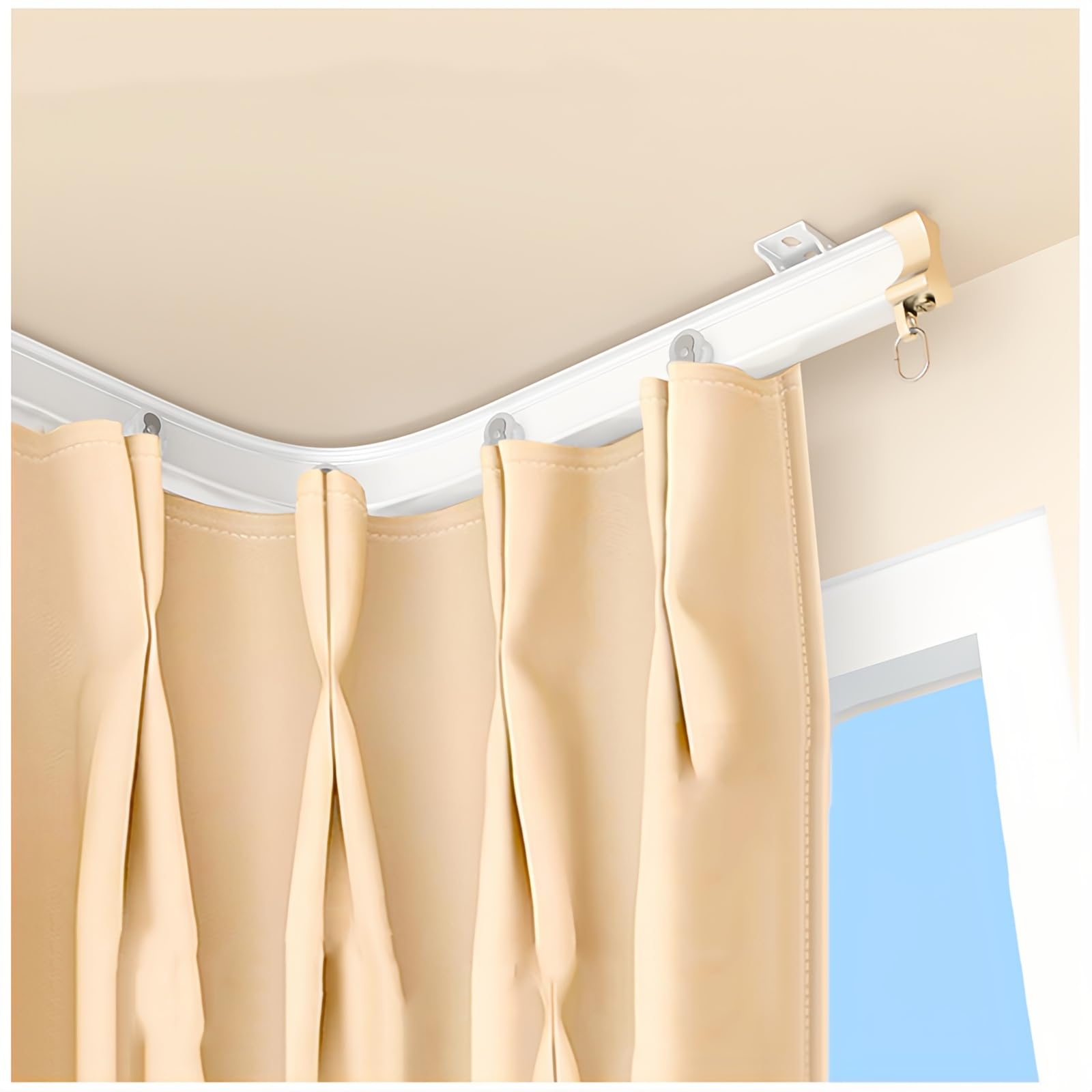 SHGUOMSC Flexible Curtain Track System Set Curved Ceiling Track For Curtains-Ceiling Or Wall Mount, Bendable Curtain Rail For Z/U/S Shape Bay Windows(White,8.8FT(270CM))