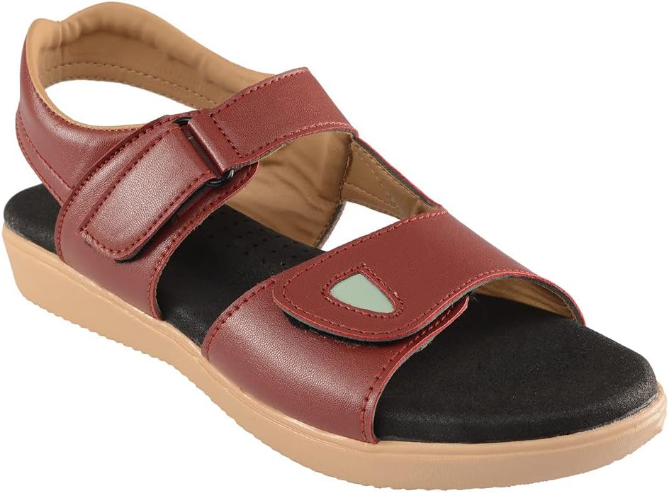 HEALTH FIT Extra Soft Ortho Care Diabetic & Orthopedic Sandal/Doctor Sandal Footwear with Arch Support Women Brown