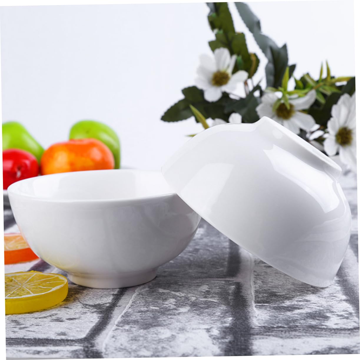 iplusmile Bol à Riz en Porcelaine Blanc 6 Pièces, Empilable et Isolant | Vaisselle pour Restaurant et Maison, Format Pratique pour Service Quotidien, Lot de 6