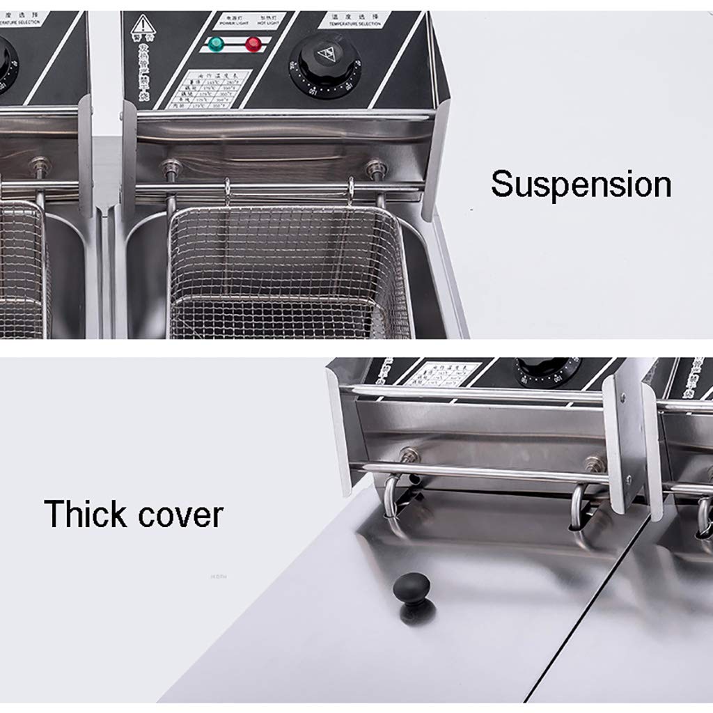 Freidora eléctrica Comercial de 10 l, de Acero Inoxidable, de una Sola Cesta, para Uso Industrial, para Restaurante, para freír Patatas Fritas caseras, Pollo y Patatas Fritas en la