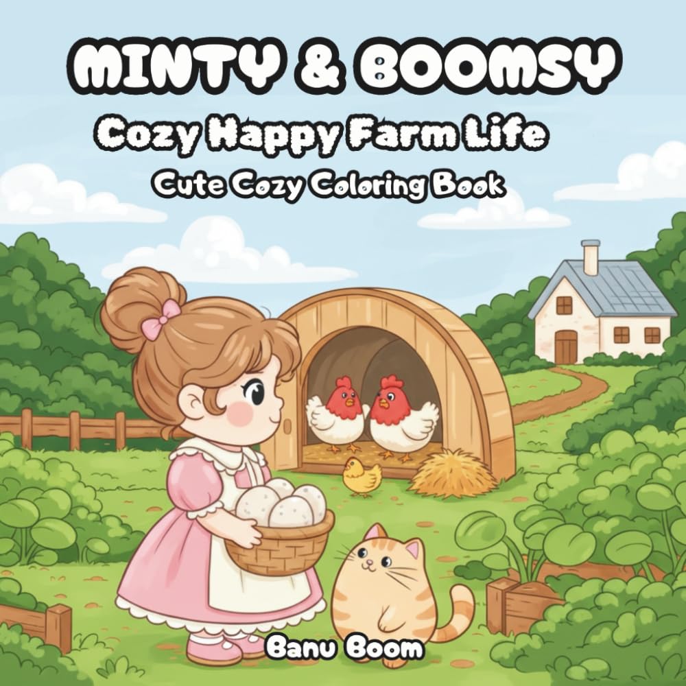 Minty & Boomsy: Cozy Happy Farm Life: Cute Cozy Farm Animal Coloring Book for Kids, Teens & Adults – Relaxing Country Scenes to Color (Minty & Boomsy Cozy Adventures Coloring Books)