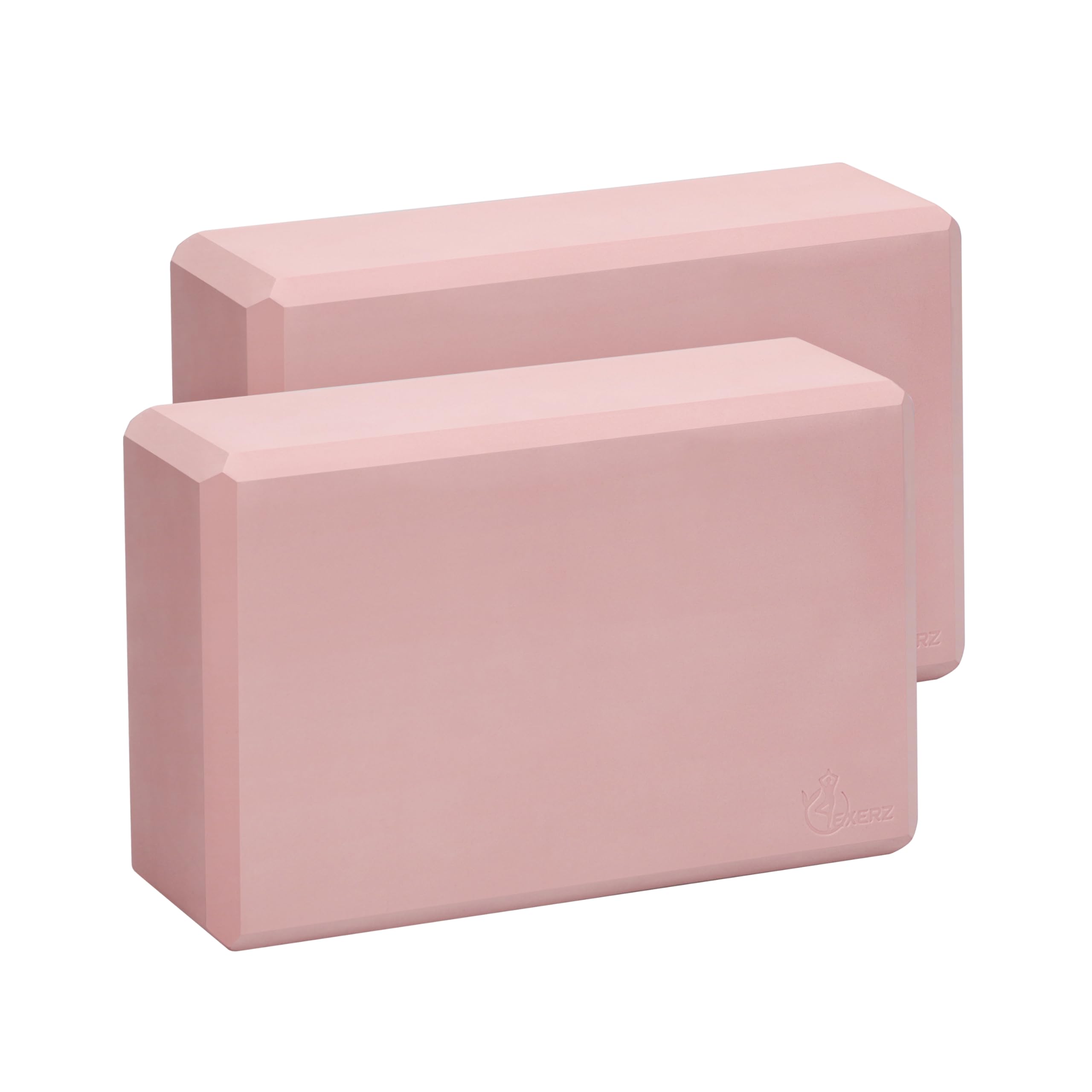 EXERZ Yoga Blocks 2pcs Gym Bricks -Comfortable Fitness Yoga Bricks, Anti-Slip, Lightweight and Travel Friendly Pilates Practice (Blush Pink, 23 x 15 x 7.5 cm) โ image 1