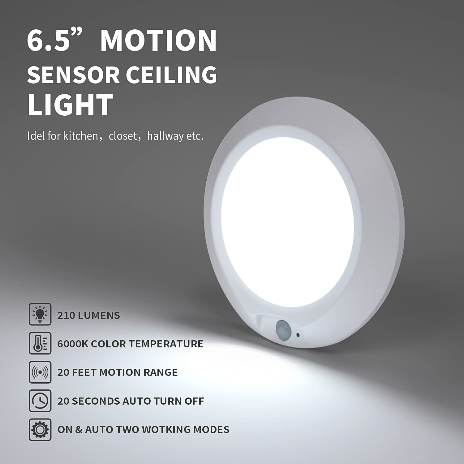 Snap On Ceiling Lights Energizer 300 Lumens Indoor LED Ceiling Fixture  Motion Sensing Ceiling Lights White Motion Sensor Outdoor Lights Battery, image size:1500x1500