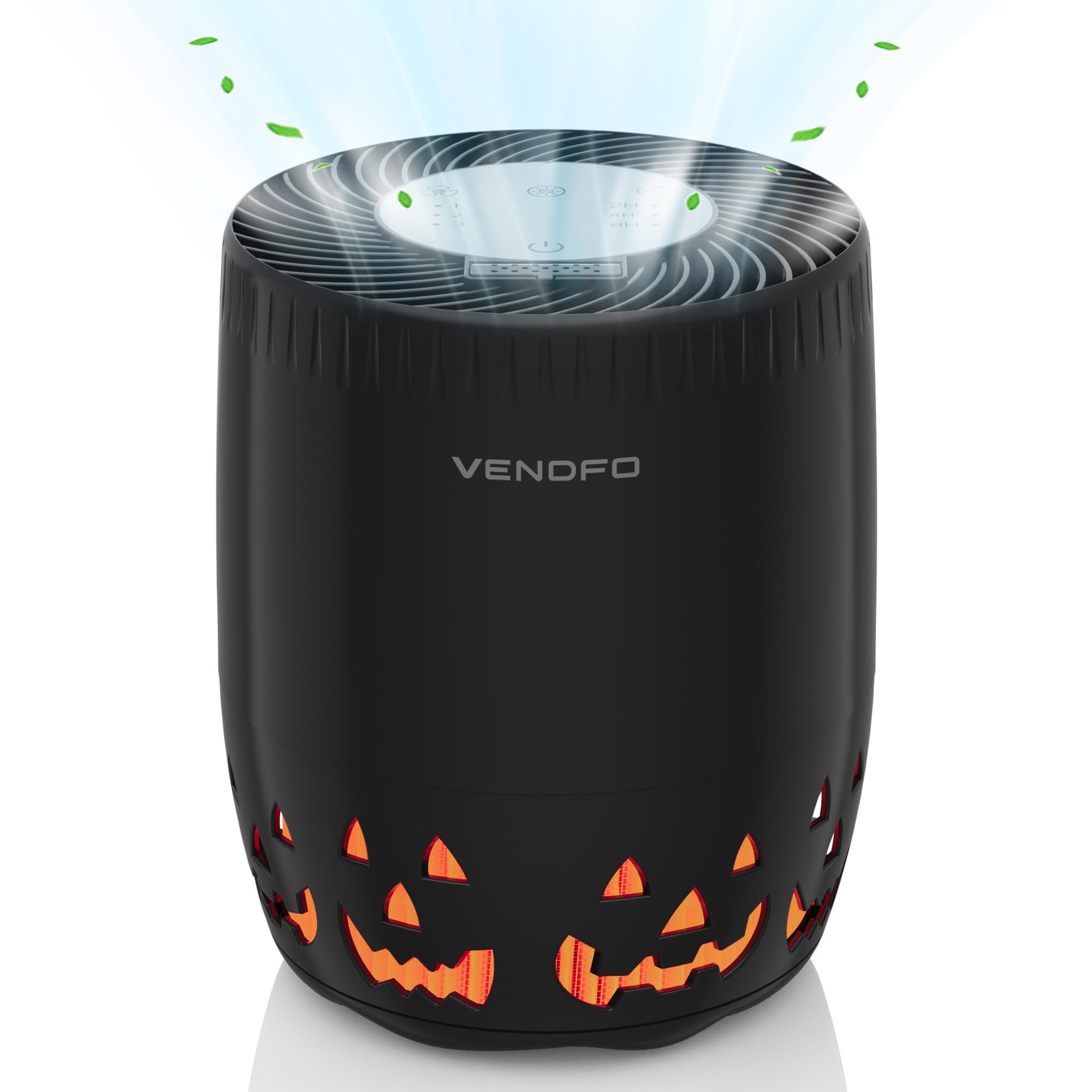 Air Purifier for Home Air Cleaner with Pumpkin Light Design 3 Fan Speeds Quiet Timer Settings 3-Stage HEPA
