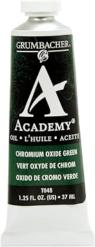 Grumbacher Academy Oil Paint, 37ml/1.25 Ounce, Chromium Oxide Green T048