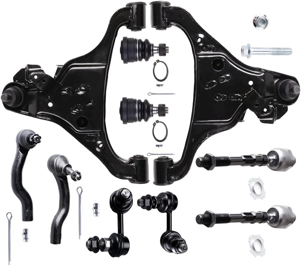 10PCS 2WD/4WD Front Suspension Kit Lower Control Arm Tie Rod Sway Bar Link Upper Ball Joint fit 2005-2016 for Nissan Frontier 2005-2012 for Pathfinder 2005-2015 for Xterra