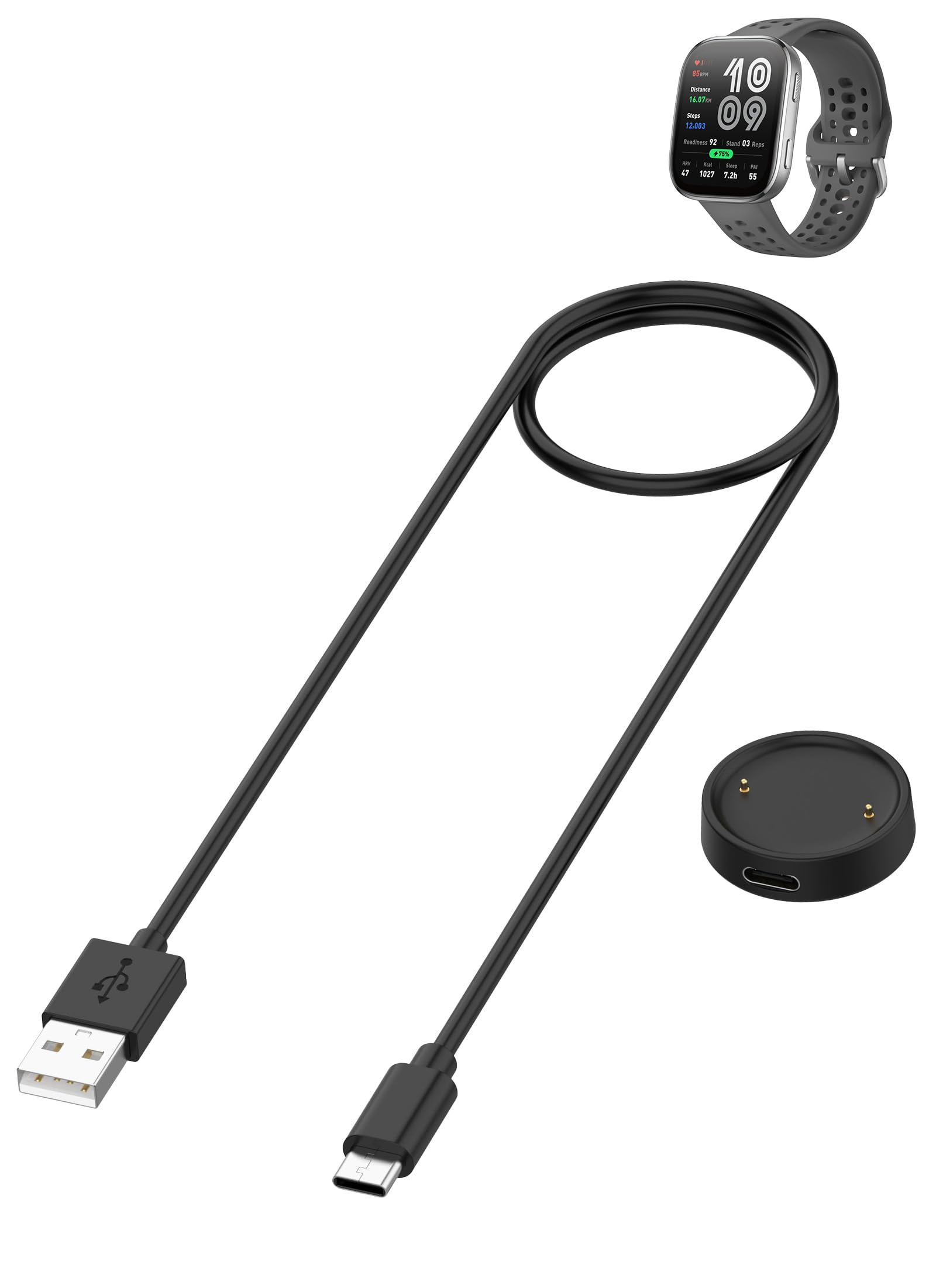Charging Cable for Amazfit Bip 6 Smart Watch,WUNIAK Magnetic Charging Base&USB Flexible Cable Set for Amazfit Bip 6 Smartwatch,1 Set