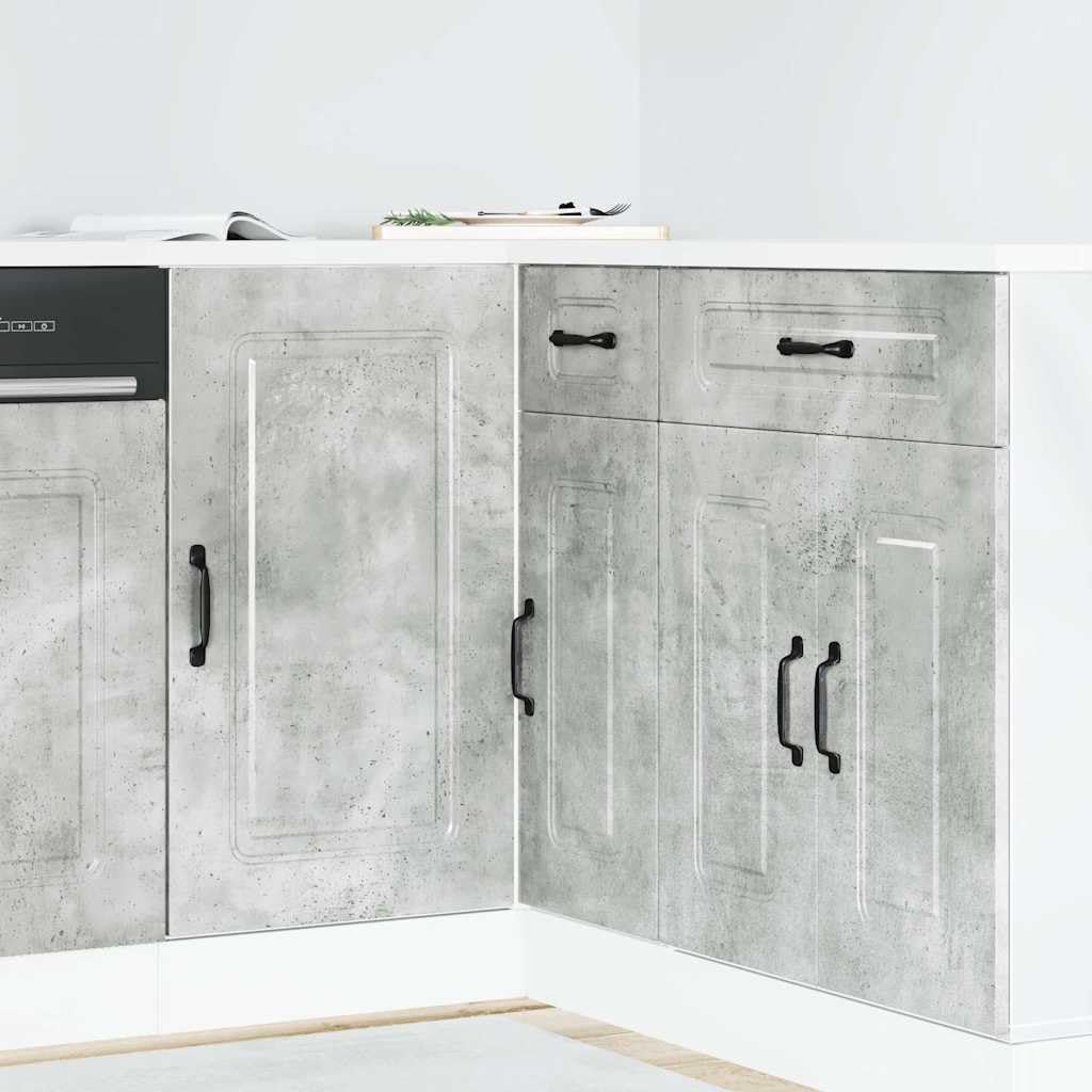 Kalmar - Mobile da cucina in legno grigio cemento, 86 x 46 x 81,5 cm, con piedini regolabili, spazio per armadi da cucina, buffet e stoviglie, mobili da cucina moderni