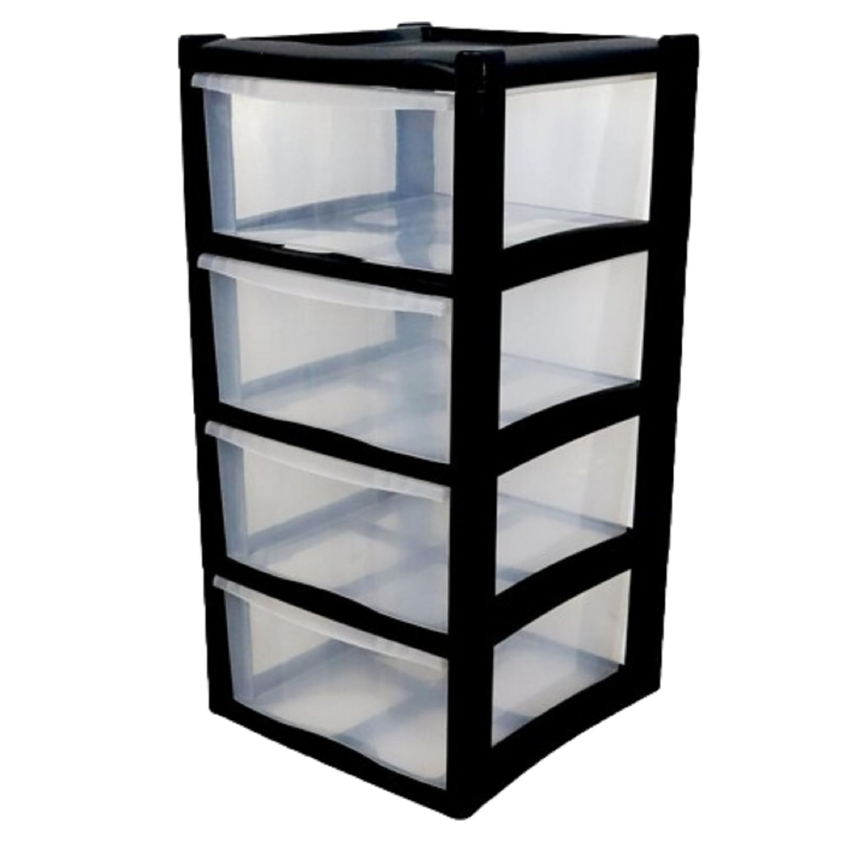 Kyy'z Black Storage Drawer Unit 4 Tier | Large Plastic Organizer Chest Drawer Tower Unit Cabinet Trolley |Heavy Duty Home Bedroom Kitchen Office School | 39 Depth X 39 Width X 82 Height Cm