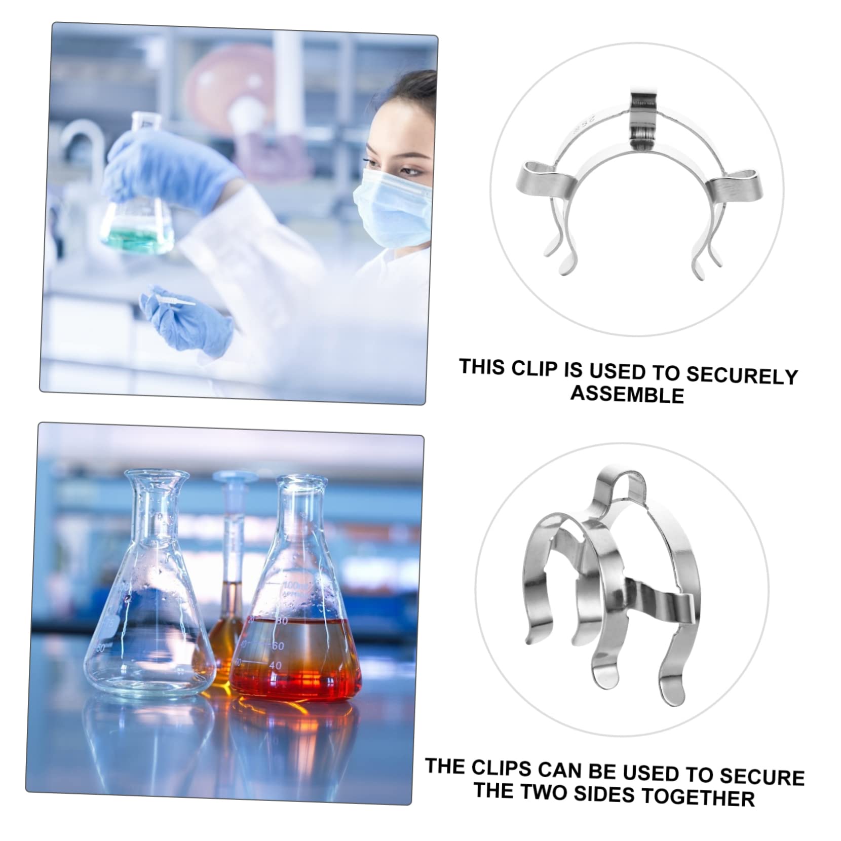 MAGICLULU 3 Set Pinza Molla Inossidabile Per Fissaggio Sicuro Per Laboratori Distillazione Condensazione 4 Pezzi*3