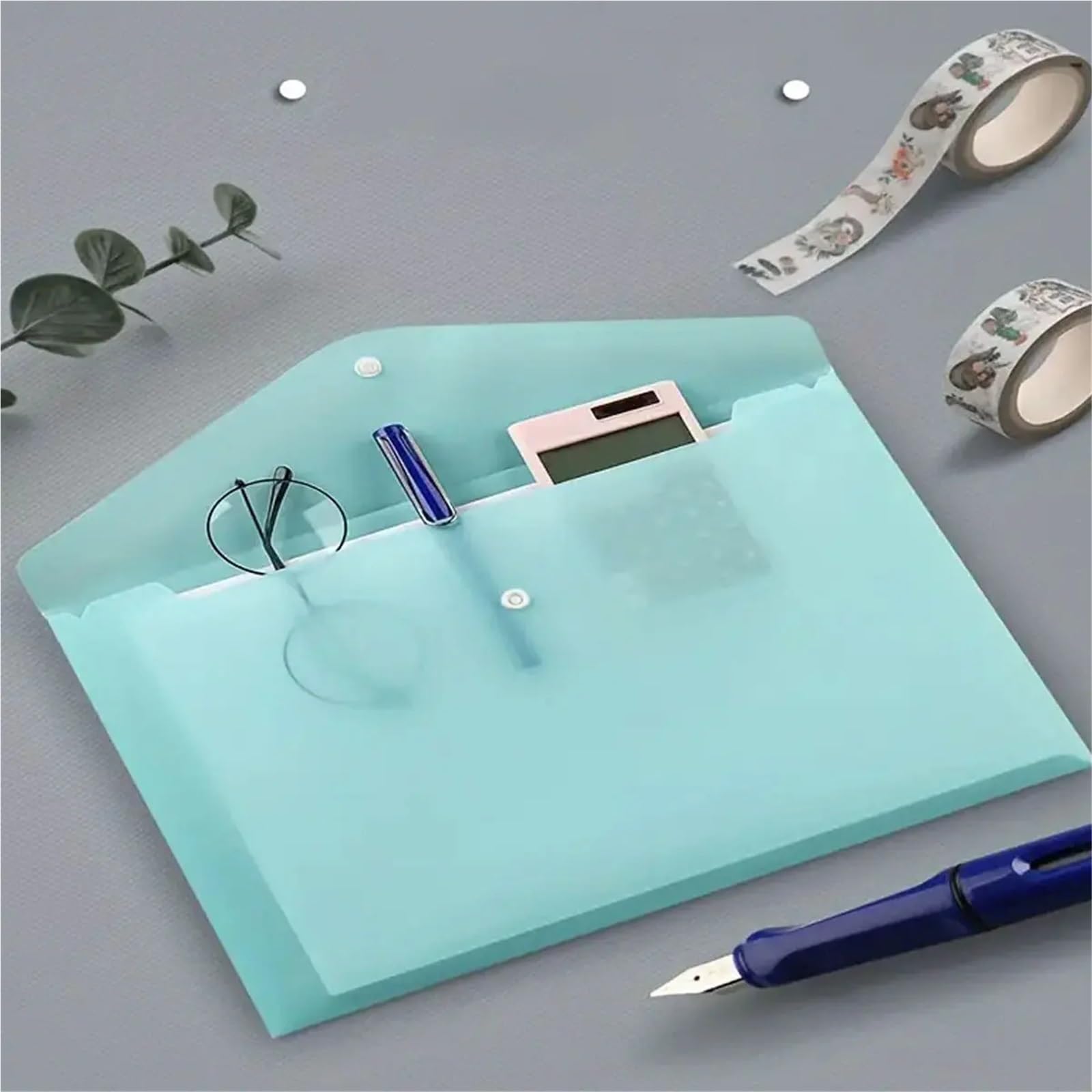 Przezroczysty folder z tworzywa sztucznego, Plastikowa teczka, przezroczysta, wielokolorowa z przyciskiem zatrzaskowym(Clear)