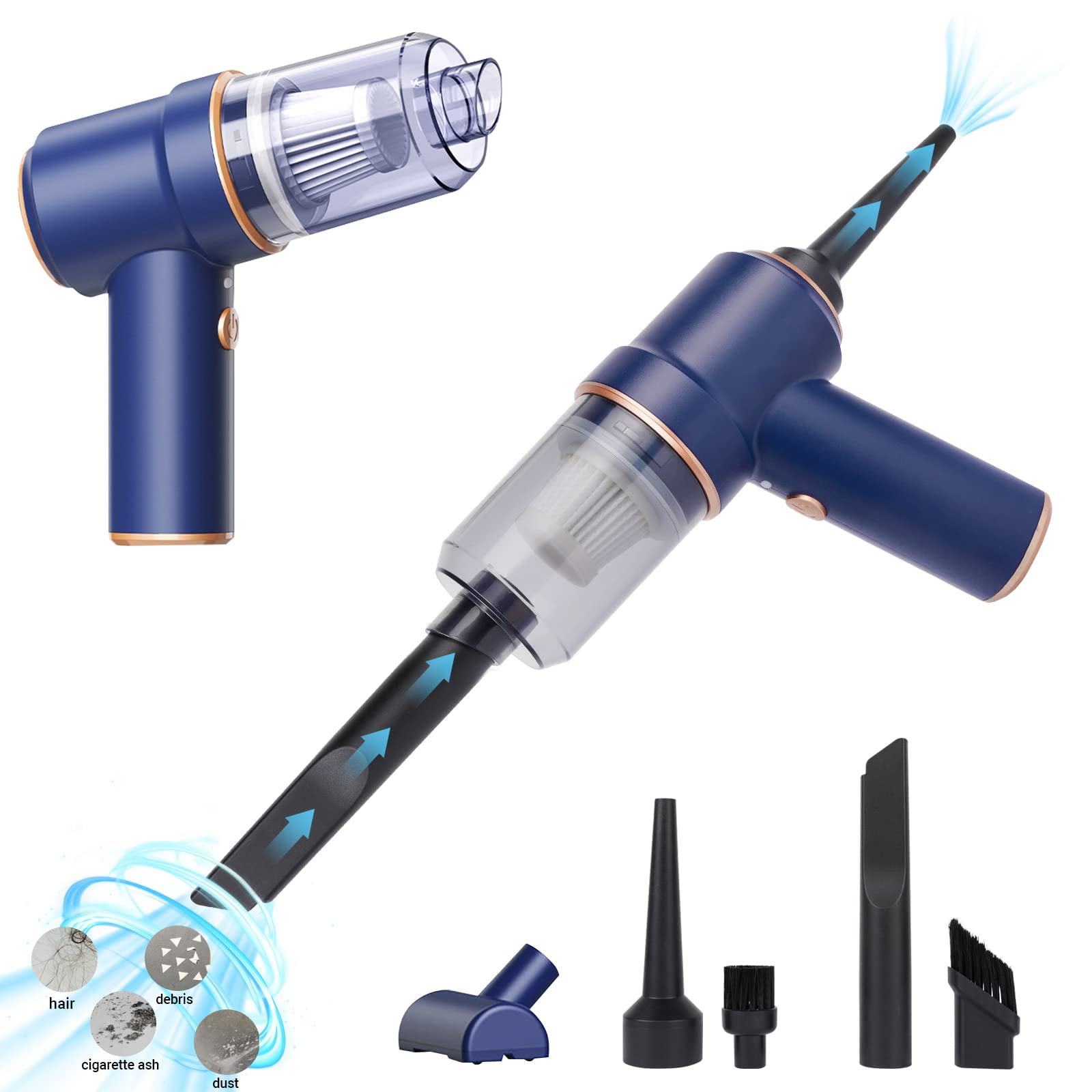 Cordless Handheld Vacuum Cleaner - 2-in-1 Vacuum & Air Duster, 9000PA Suction, Wet/Dry Use, LED Light, Multi-Nozzles, Floor Brush - Perfect for Car, Home, Office, and Pet Hair