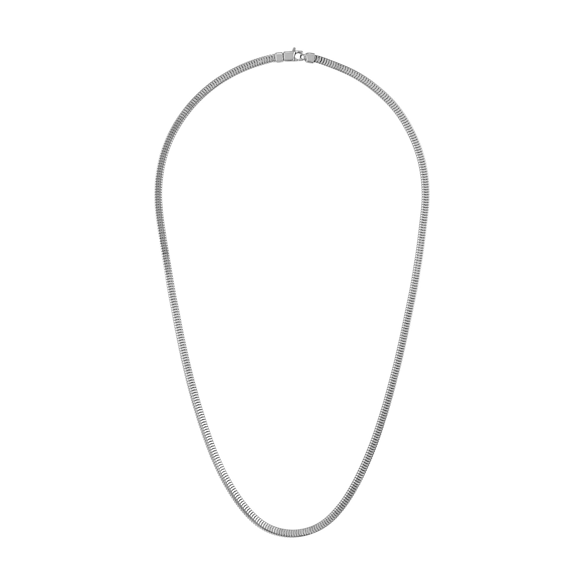 Bulova Men's Jewelry Silver-Tone Sterling Silver Necklace, Rhodium-Plated Polished Sterling Silver Squared Snake Chain Necklace, Length 22" Style: