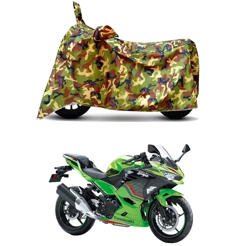 Image of Waterproof 100% PVC Coated Bike Scooty Two Wheeler Body Cover Compatible for KawasaNinja 650 KRT /UV-Rays /Heat Protection /Birds Dropping /Scratchproof /Dust Proof [6X6 Jungle Print]