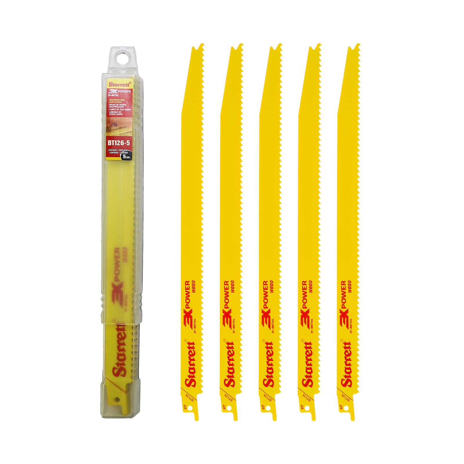 Starrett 6 Tpi Wood Cutting Reciprocating Saw Blades 300Mm (12-Inch) - Pack Of 5
