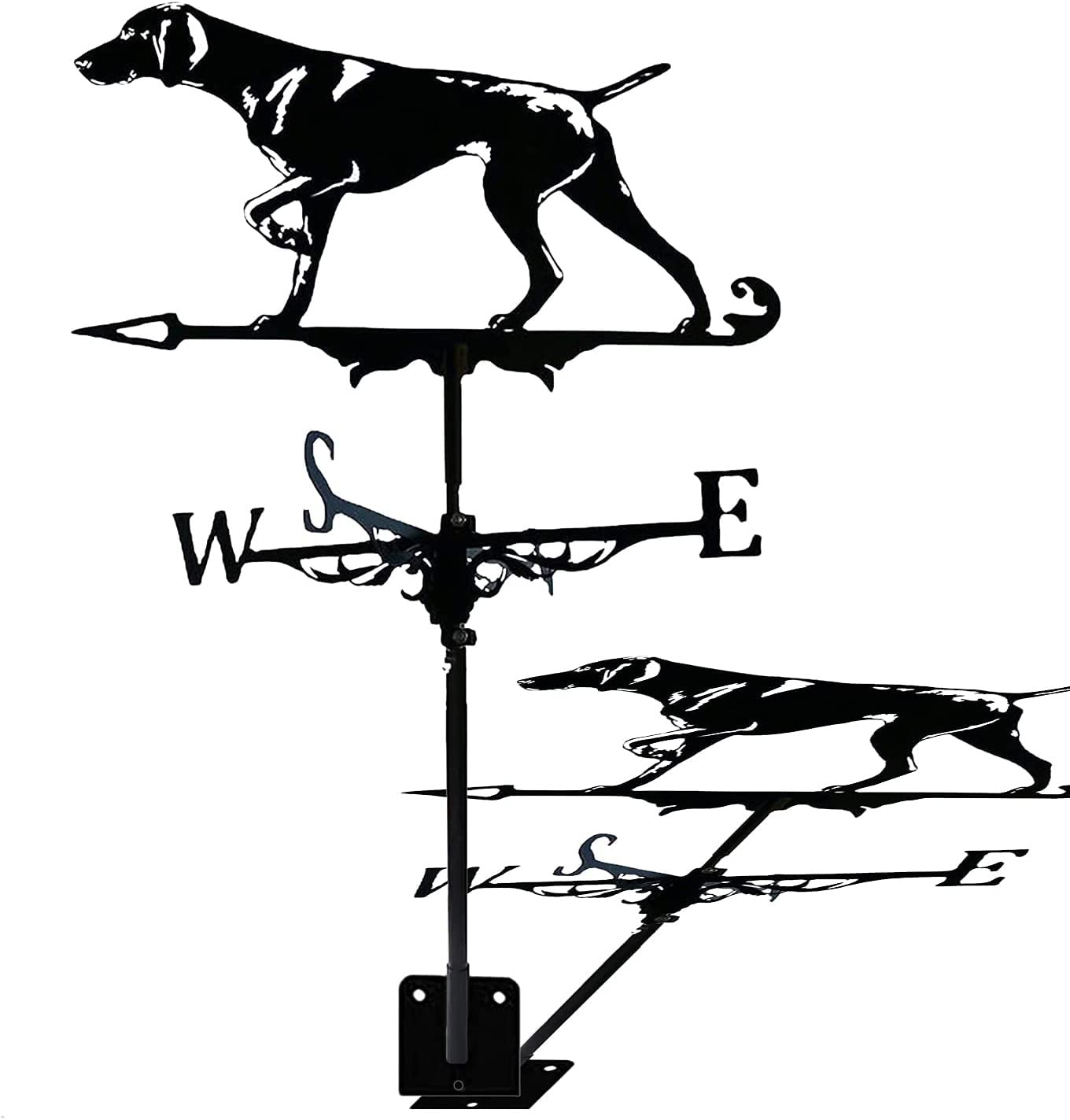 WIQUYBML Dog Weather Vane with Roof Mount Weathervane Wind Direction Indicator Anti-Rust Coating for Outdoor Metal Bracket Weathervanes/Black Hound/35 * 50Cm