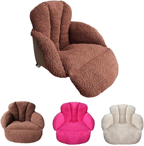 Miniatura 2 de Silla de oficina en casa, cojín para respaldo de cintura, cojín para asiento de coche, reclinable, lana de cordero cálida, cojín largo para adultos