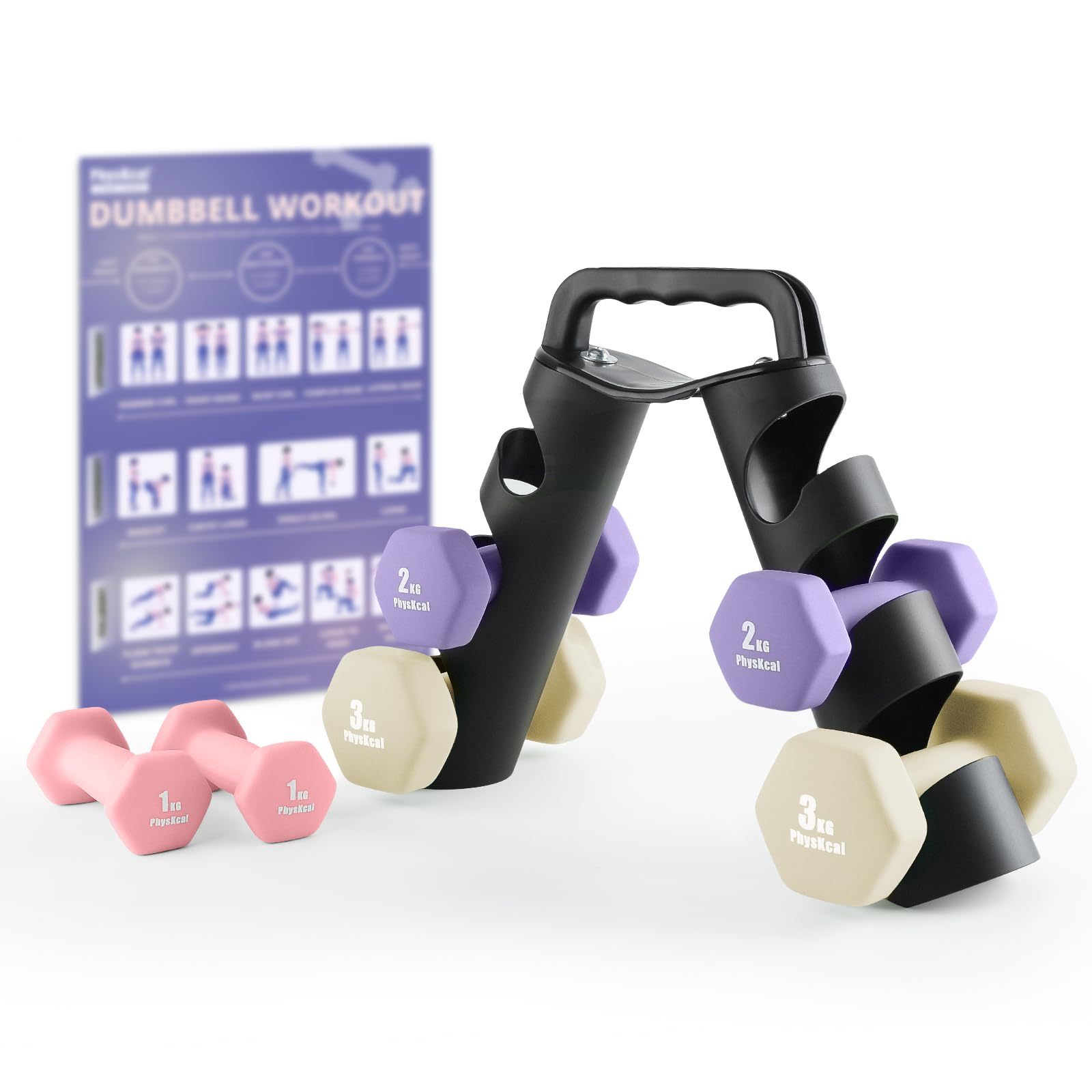 Dumbbells Set with Storage Rack, Hand Weights Set for Home, Gym & Studio