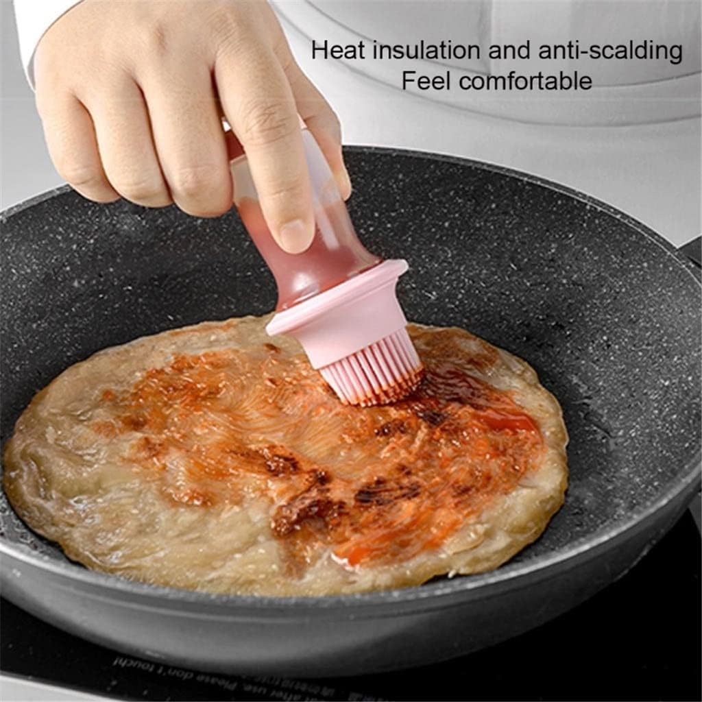 Portable Silicone Oil Brush Bottle Barbecue with Protective Cover Heat Resistant Baking Tools Pastry BBQ Outdoor(Orange)