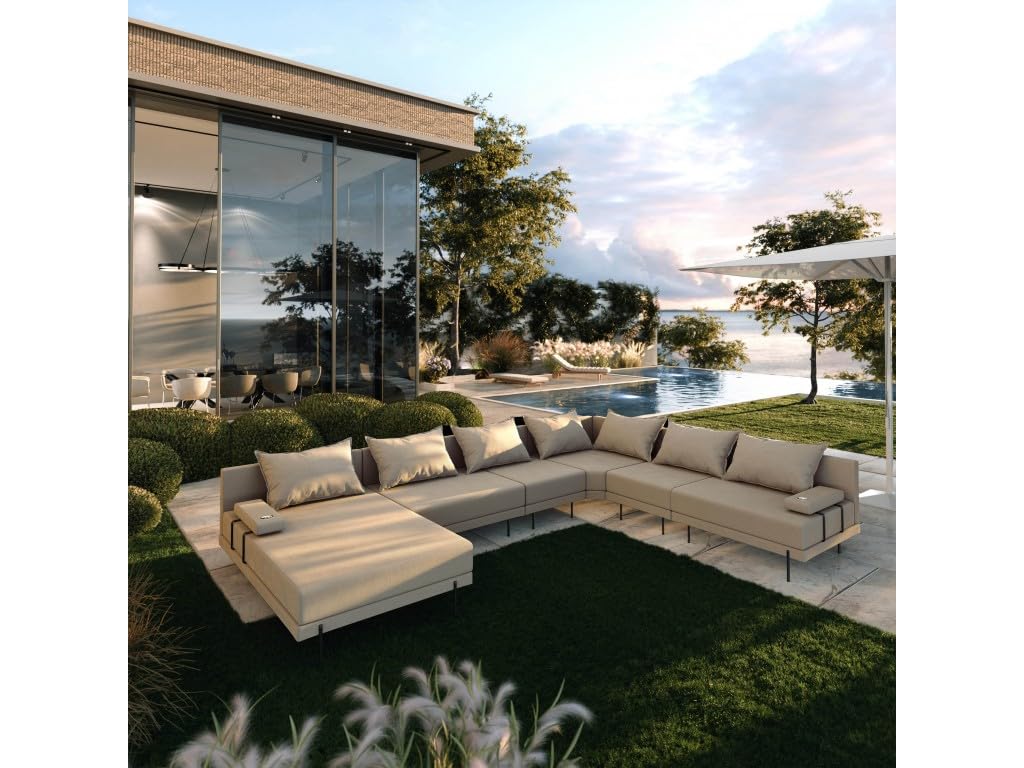 TRADA Salotto da Giardino Esterno BAHAMA XXL, Beige | Divano da Esterno Resistente alle Intemperie, Moderno Arredo Giardino