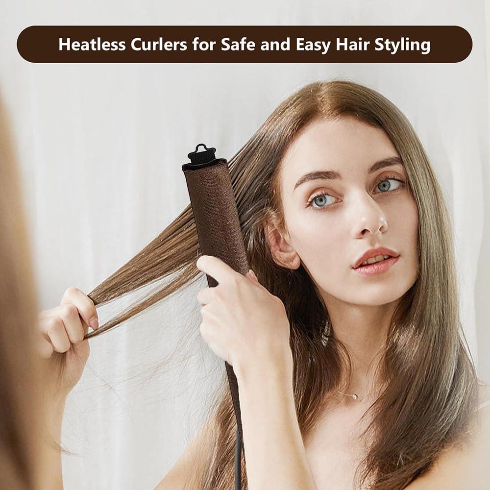 Heatless Curlers,3 PCS Hair Rollers Blowout Rods Headband for Long Medium Hair Overnight Heatless Curls,Heatless Hair Curler,for Big Waves,Soft Velvet Thick Flexi Rods - Image 2