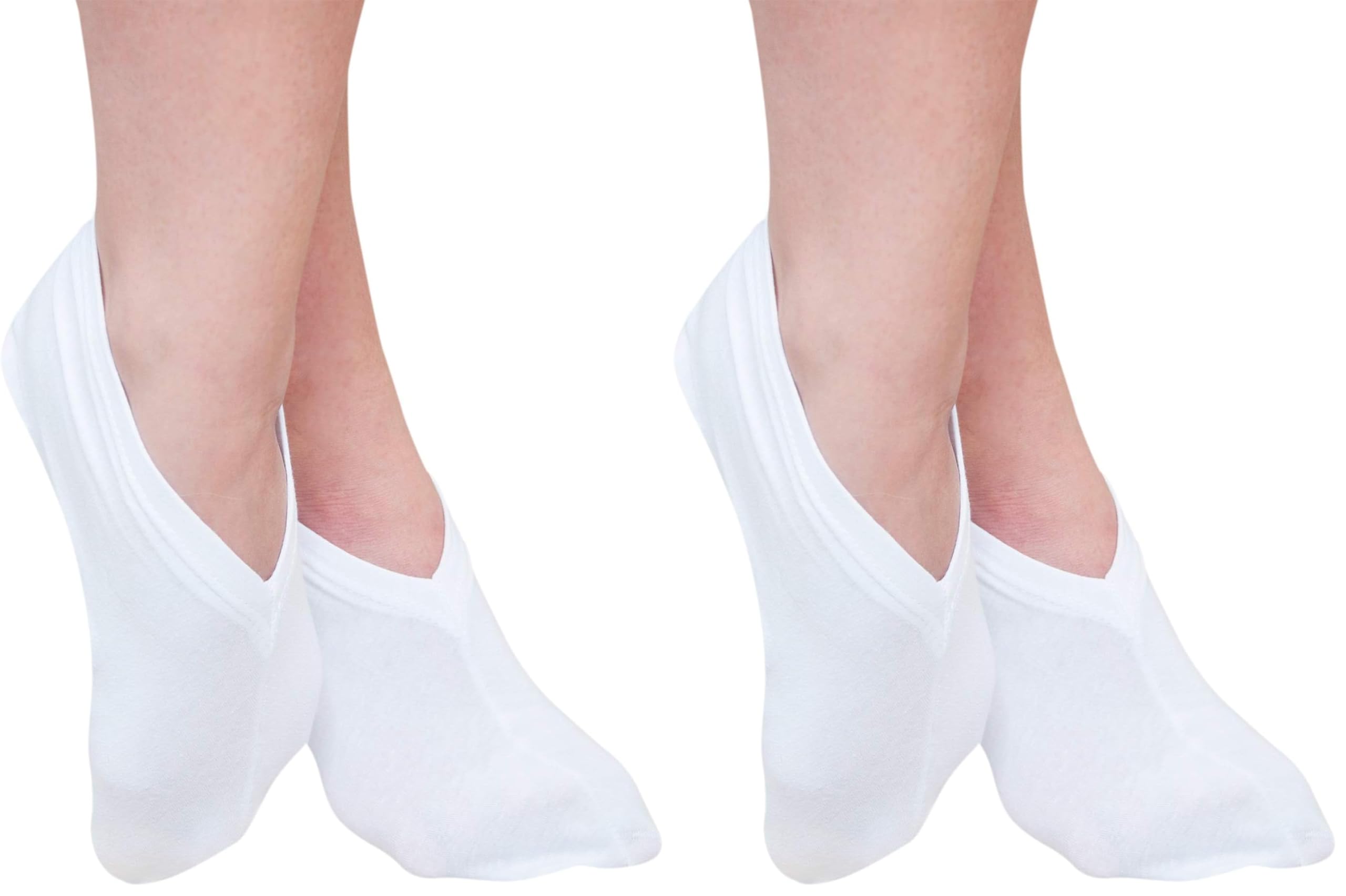 Eurow Moisturizing Cotton and Spandex Therapy Socks for Softening Dry Feet, Deep Hydration, and Spa-Like Skin Care Treatment, Perfect for Cracked Heels and Rough Skin, 2-Pair Set, White (Pack of 2)