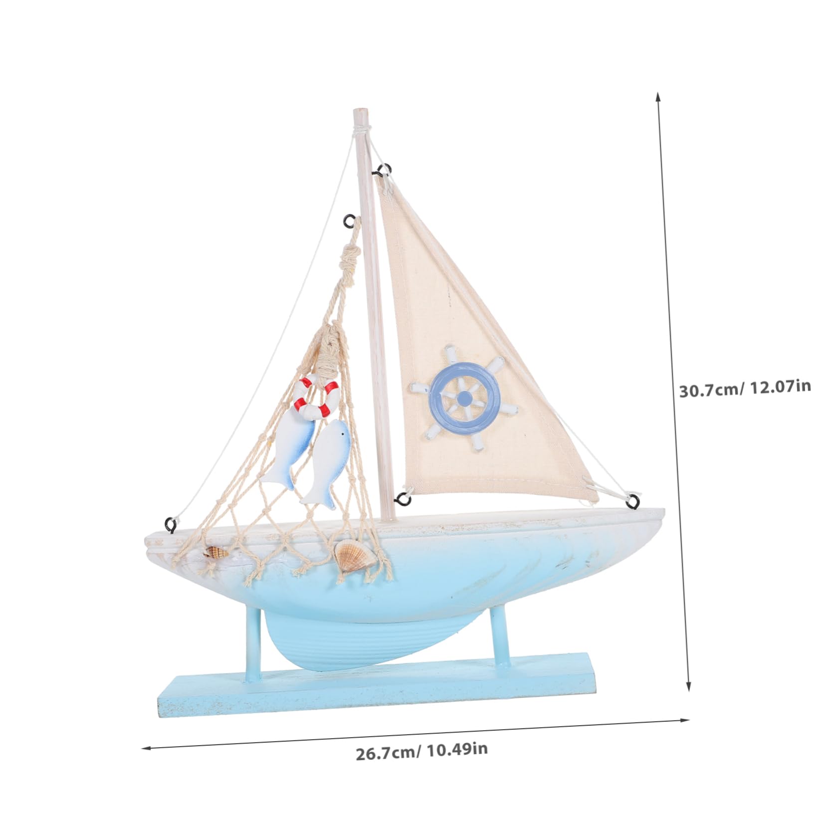 ERINGOGO Sailboat Model Decoration Mediterranean Style Wood Ornament for Home and Office Safe and Nautical Decor Present for Ocean Lovers