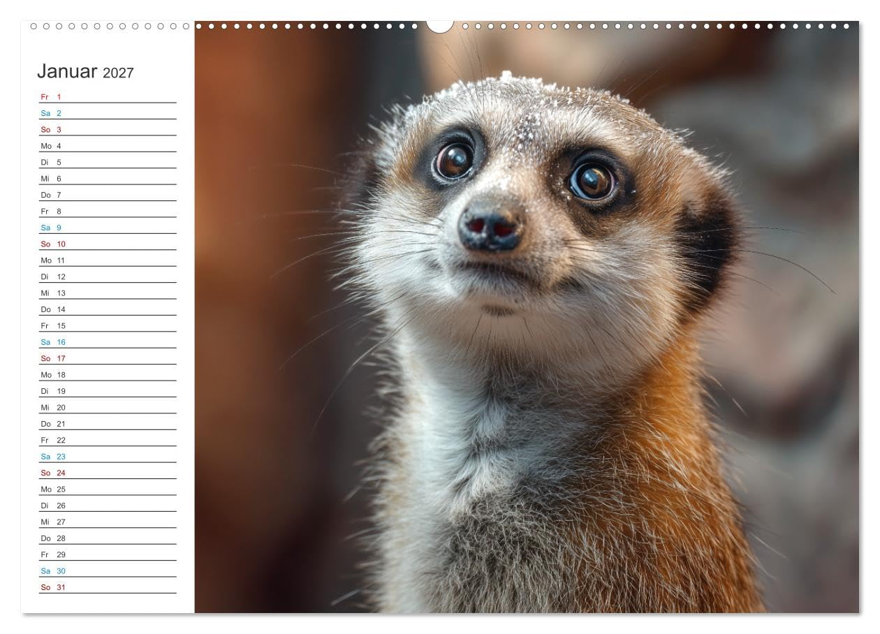 Die Welt der Erdmännchen (hochwertiger Premium Wandkalender 2027 DIN A2 quer), Kunstdruck in Hochglanz: Dieser liebevoll gestaltete Wandkalender ... Tiere der Wüste. (CALVENDO Tiere)