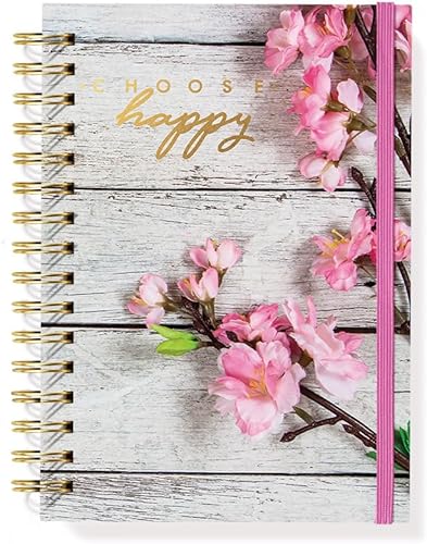 Designer Greetings, Designer Papers - Diario de tapa flexible con banda elástica, diseño rústico de flores florecientes, 320 páginas (6 x 8.25