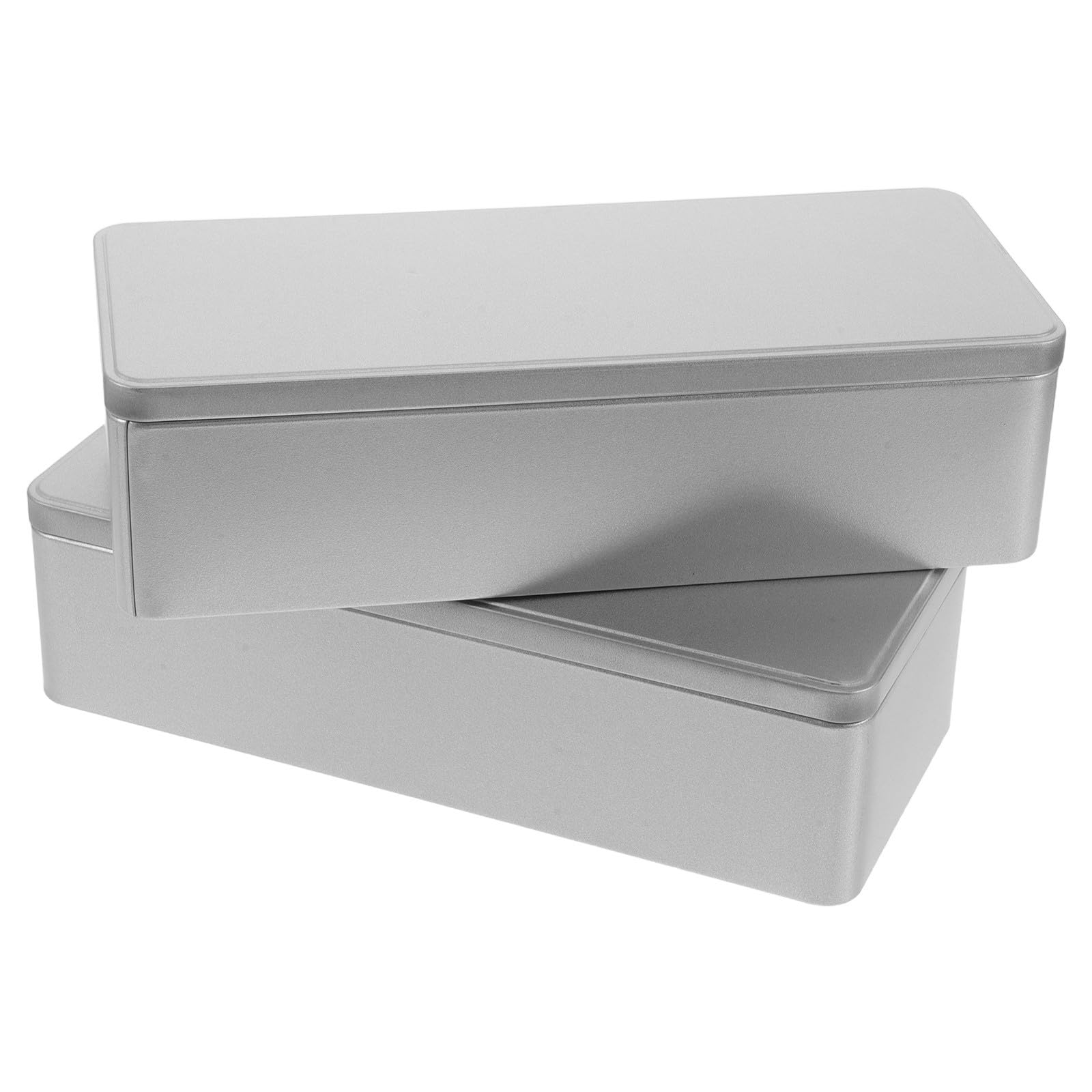 Caja rectangular de hojalata para conservar galletas crujientes y organizar manualidades, x2