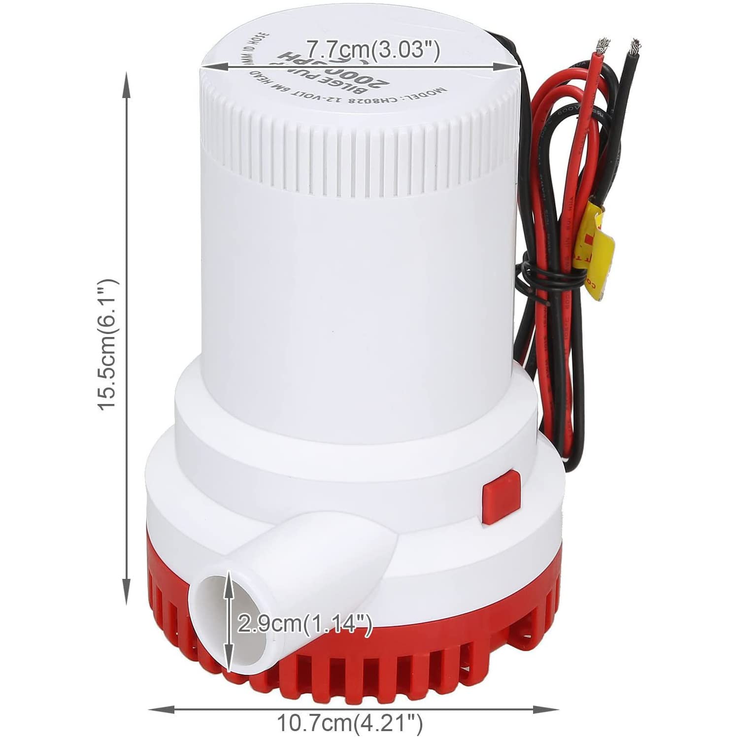 Pompa acqua subacquea da 12 V, 2000 GPH, 29 mm, pompaggio elettrico di acqua dolce o di mare per roulotte, campeggio, barche da pesca in mare, piccole piscine e fontane