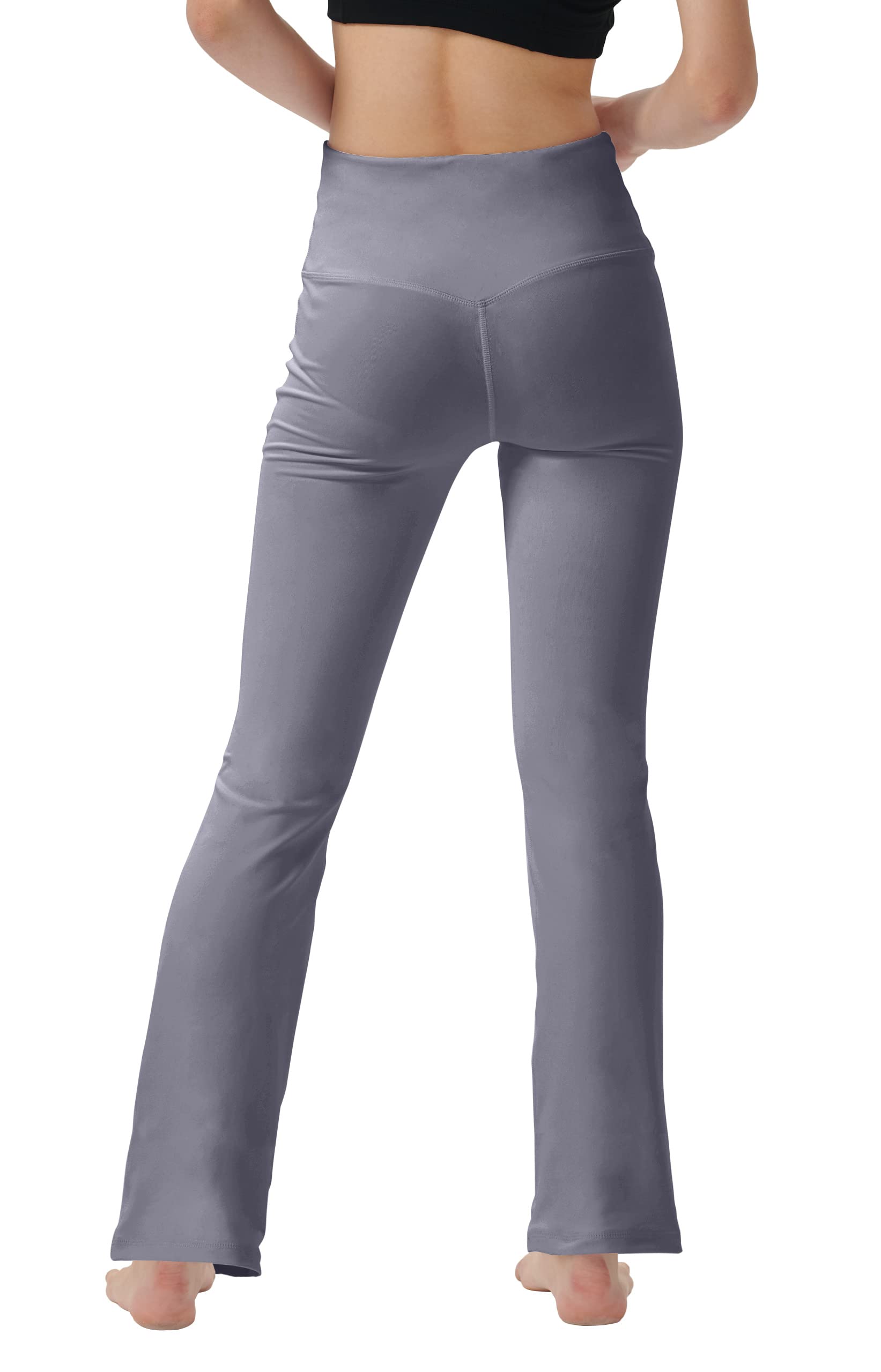 LaiEr Pantaloni da Yoga da Donna con 4 Tasche Pantaloni da Lavoro a Vita Alta 4 Vie Stretch Controllo Pancia Pantaloni Lunghi Svasati, (2 Tasche Laterali e Posteriori),