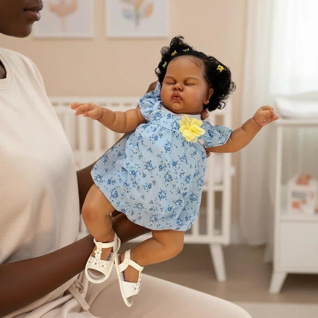 Zero Pam Realistic Reborn Baby Dolls Black Girl, 24 Inch Big Size African American Reborn Toddler Doll, Biracial Baby Doll Girl, Realistic Silicone Black Babies Soft Cloth Body with Accessories