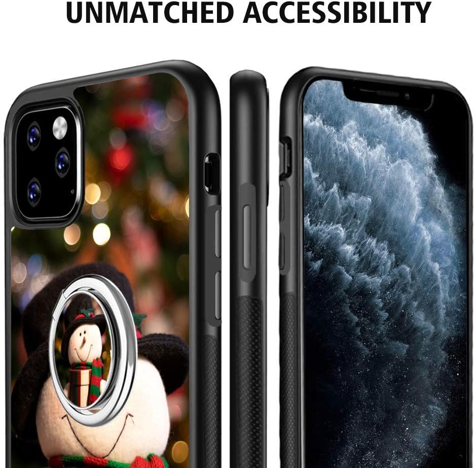 Universal Custom Christmas iPhone 11 Pro Max Case with Ring Holder Kickstand Rotational Heavy Duty Armor Protective TPU Bumper Shell Cover for Christmas iPhone 11 Pro Max