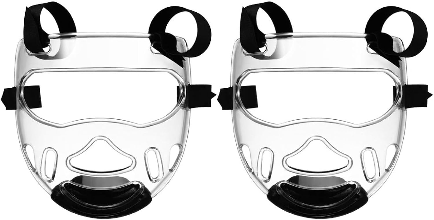 ibasenice 2pcs Face Guard Sports Martial Art Boxing Taekwondo Karate Sparring Gear Detachable Mask