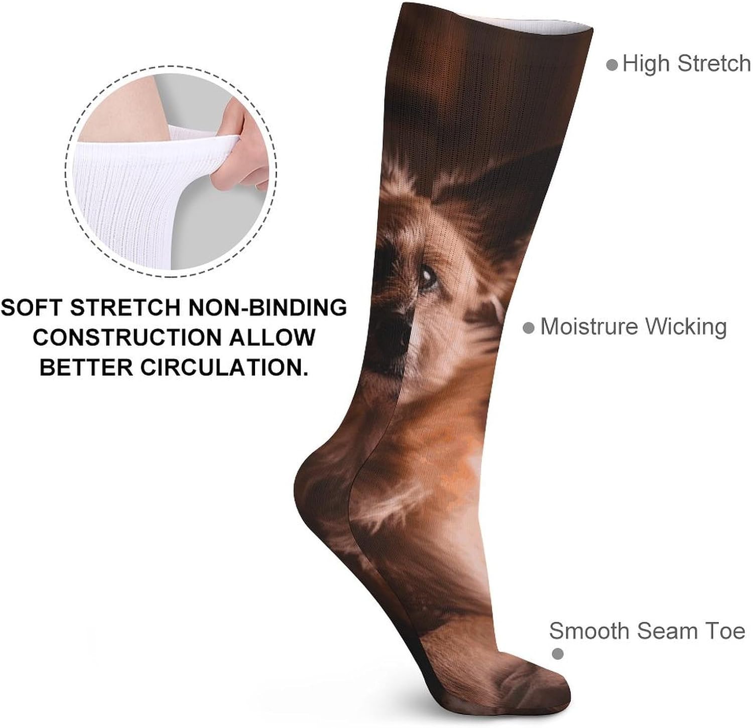 5 Pairs Knee High Socks Dog Bed Long Tube Boot Seamless Toe