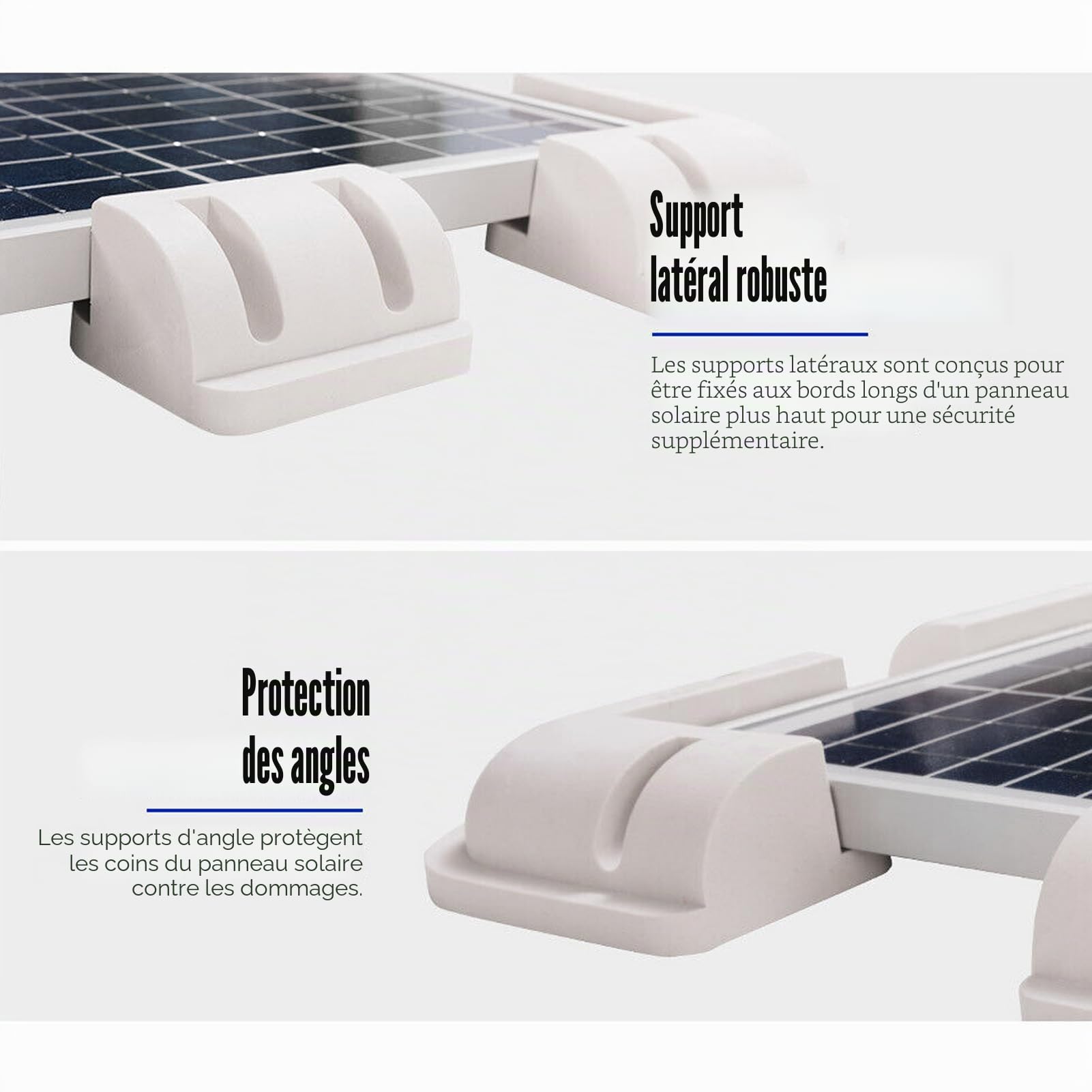 7pcs kit de support de montage de panneau solaire ABS kit de support d'angle pour toit sans perçage pour RV, caravane, véhicule, camping - car, remise (blanc)