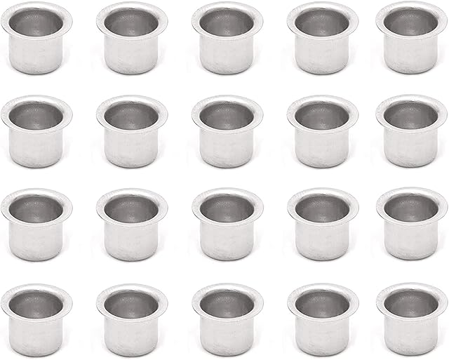 20 PCS Aluminium Tea Light Empty Case Containers Metal Tea Light Cups Tea Light Round Candle Insert Small Candle Holders for DIY Candle Making for Standard Tea Light Candles - Silver