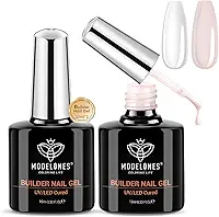 modelones Builder Nail Gel, 2 Pcs Clear and Cover Nude Builder Nail Polish, 8-in-One Apex Building Thickening Strengthener Extension Rubber Color Base Gel for DIY Home Salon Gifts LED Lamp Cured 10ml