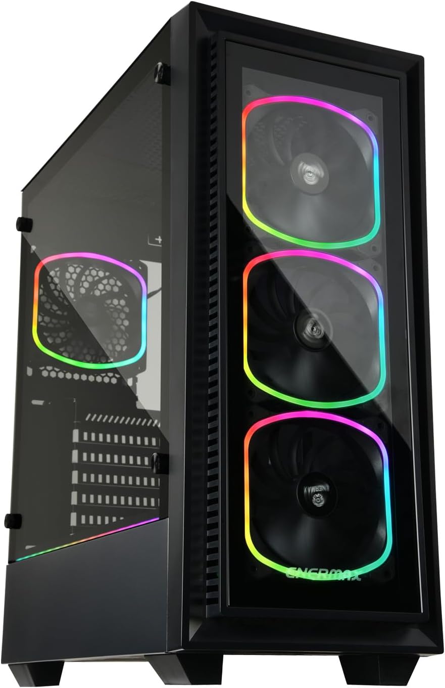 Enermax Squa RGB PWM 120mm Case Fan, Addressable RGB Sync Via Motherboard, Single Pack- Black; UCSQARGB12P-SG