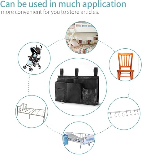 Miniatura 5 de Bseash - Organizador colgante de 8 bolsillos de tela oxford 600D, bolsa de almacenamiento para literas y camas de hospital, dormitorios, barras de