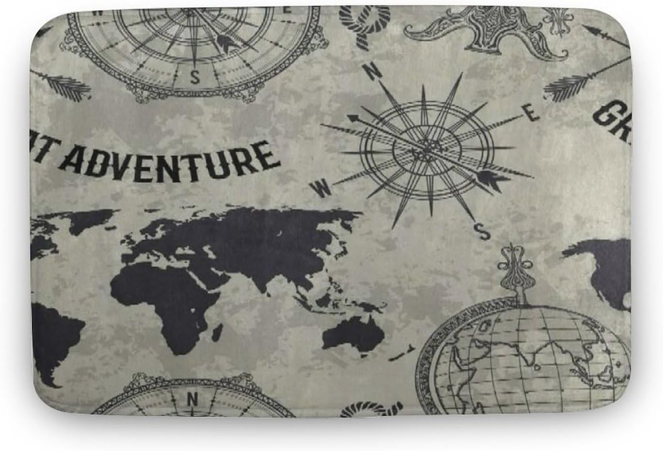 Amazon.com: Strunt Long Runner Rug Nautical Compass World Map Area Rug ...