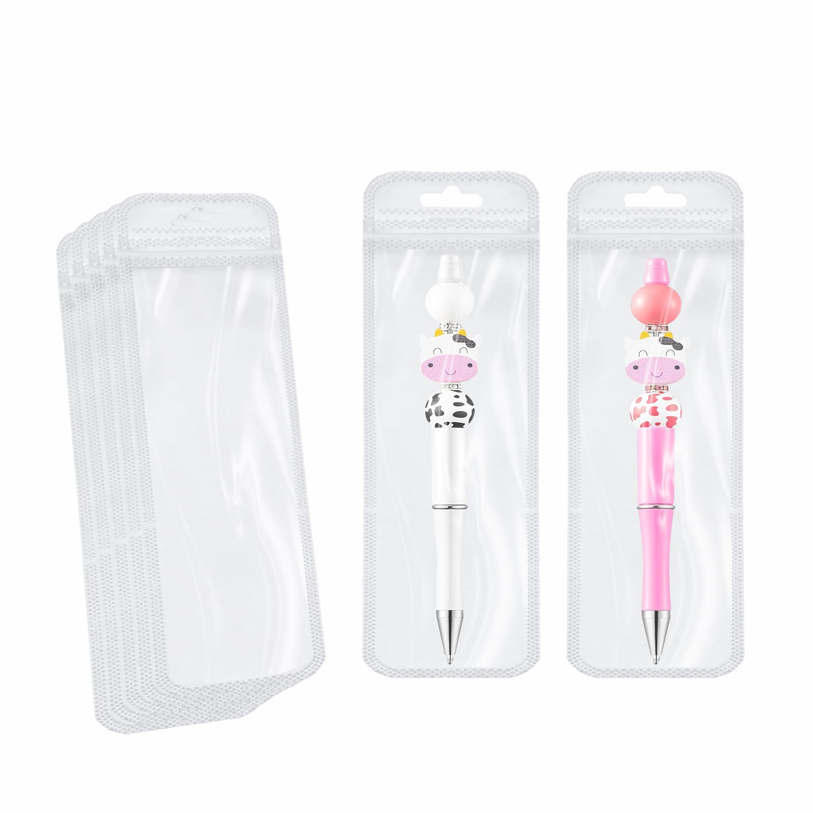 100 Count Pen Packaging Bags for Small Business,Clear Resealable Beadable Pens Packaging Zipper Pouch Bag for Jewelry, Pen,Lipgloss 2.75x7.3inch