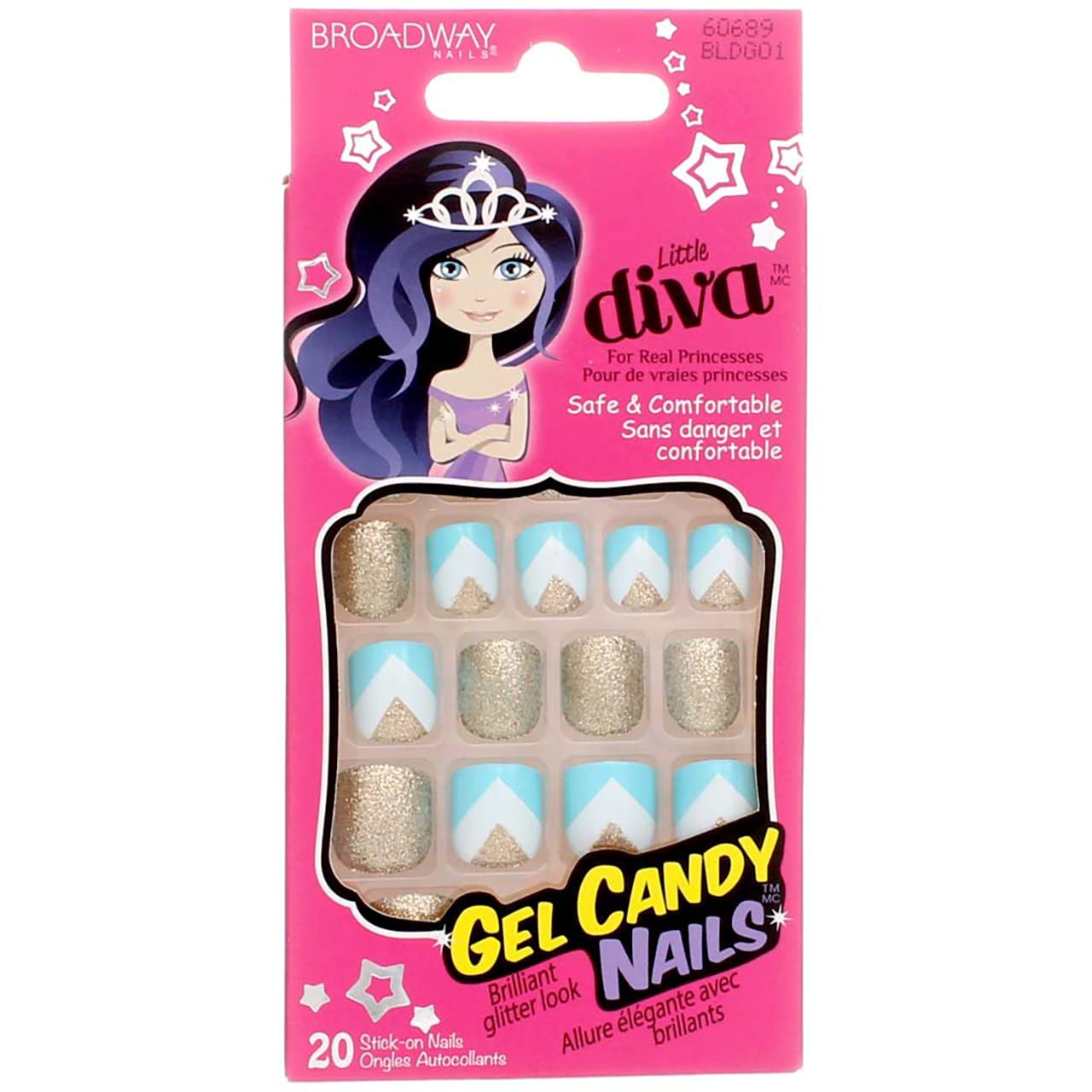BroadwayNails Little Diva Gel Candy Stick-On Nails, Crystal