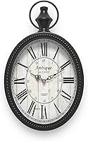 Menterry Small Black Retro Oval Vintage Wall Clock - Silent Battery Operated Antique Farmhouse Decor for Kitchen Bedroom 11.2x6.7 Inch