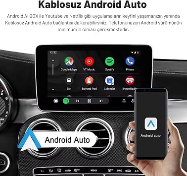 Carplay Ai Box 4GB+32GB Youtube,netflix,google Play & Kablosuz Carplay&android Auto- Android 14