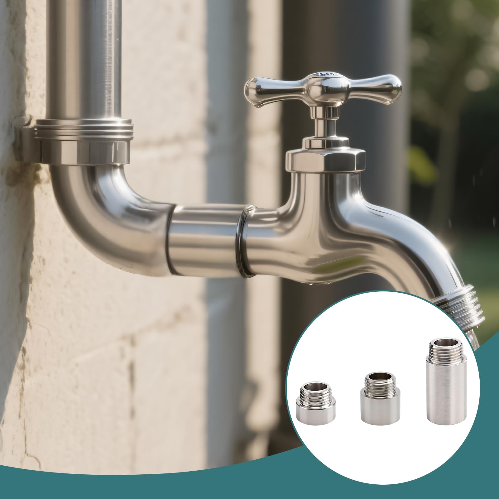 6 Piezas de Extensión de Grifo de 1/2 Pulgada, Extensión de Grifo Interior y Exterior con Rosca Estándar, Utilizable como Extensión de Boquilla de Ducha, Conexión de Tubo Alargador de Acero Inoxidable