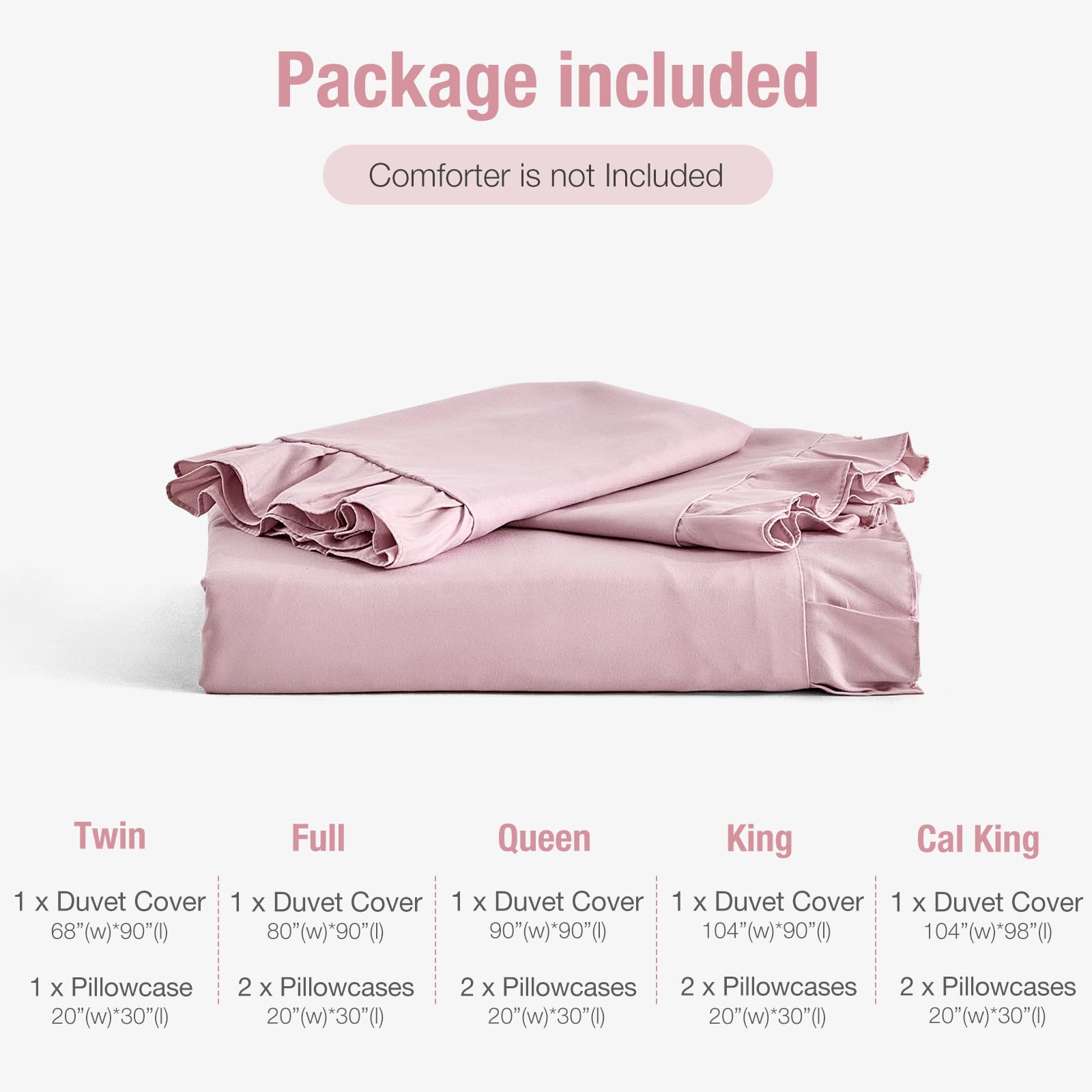Tokokimo Pink Super King Duvet Set 3pcs Ruffle Design Bedding Sets Soft Microfiber Pink Frills Super King Duvet Cover with Zip Closure Easy Care Superking 260x220cm (Ruffle) - Image 3