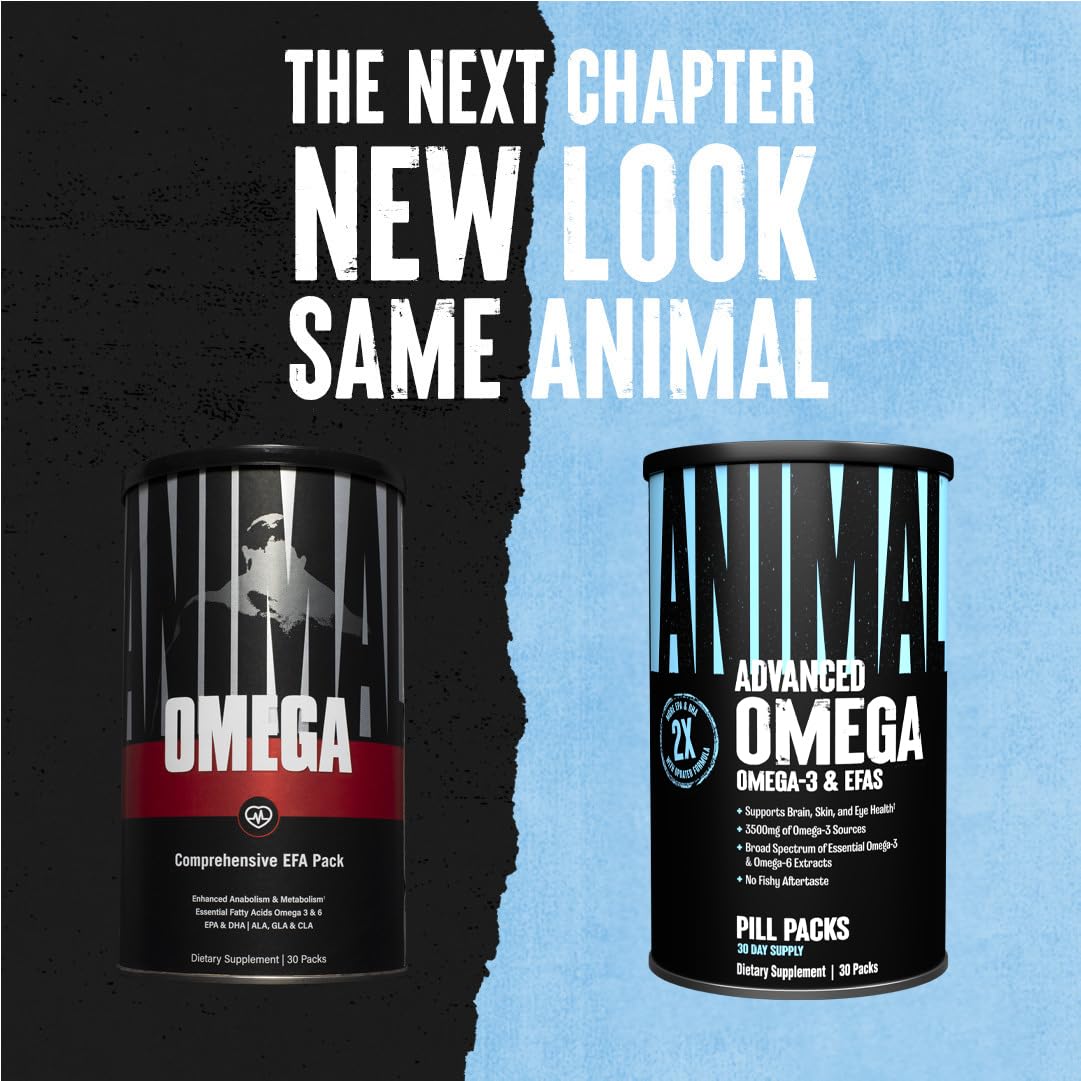 Universal Nutrition ANIMAL OMEGA enthält 10 verschiedene Quellen von Omega3- & Omega-6-Fettsäuren, hochdosierte Fischöl Kapseln mit EPA, DHA & CLA, essentielle Fettsäuren, 30 Tagesportionen