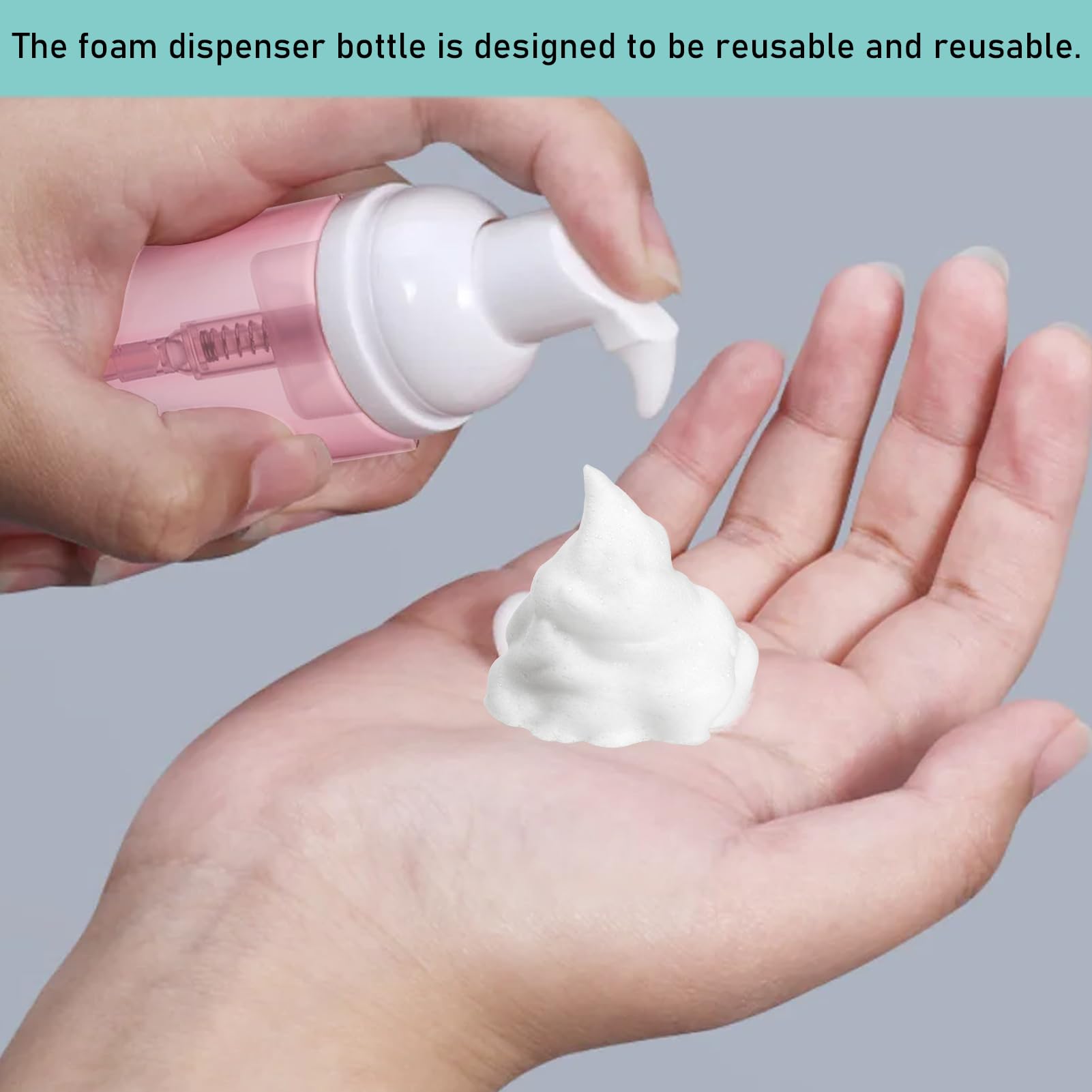 2PCS Foam Pump Bottle Travel Portable Small Size Mousse Foam Soap Dispenser Durable and Sturdy Foam Soap Dispensers Empty for Face Wash Lash Shampoo Skin Care Shampoo Cosmetics Packaging - Image 4